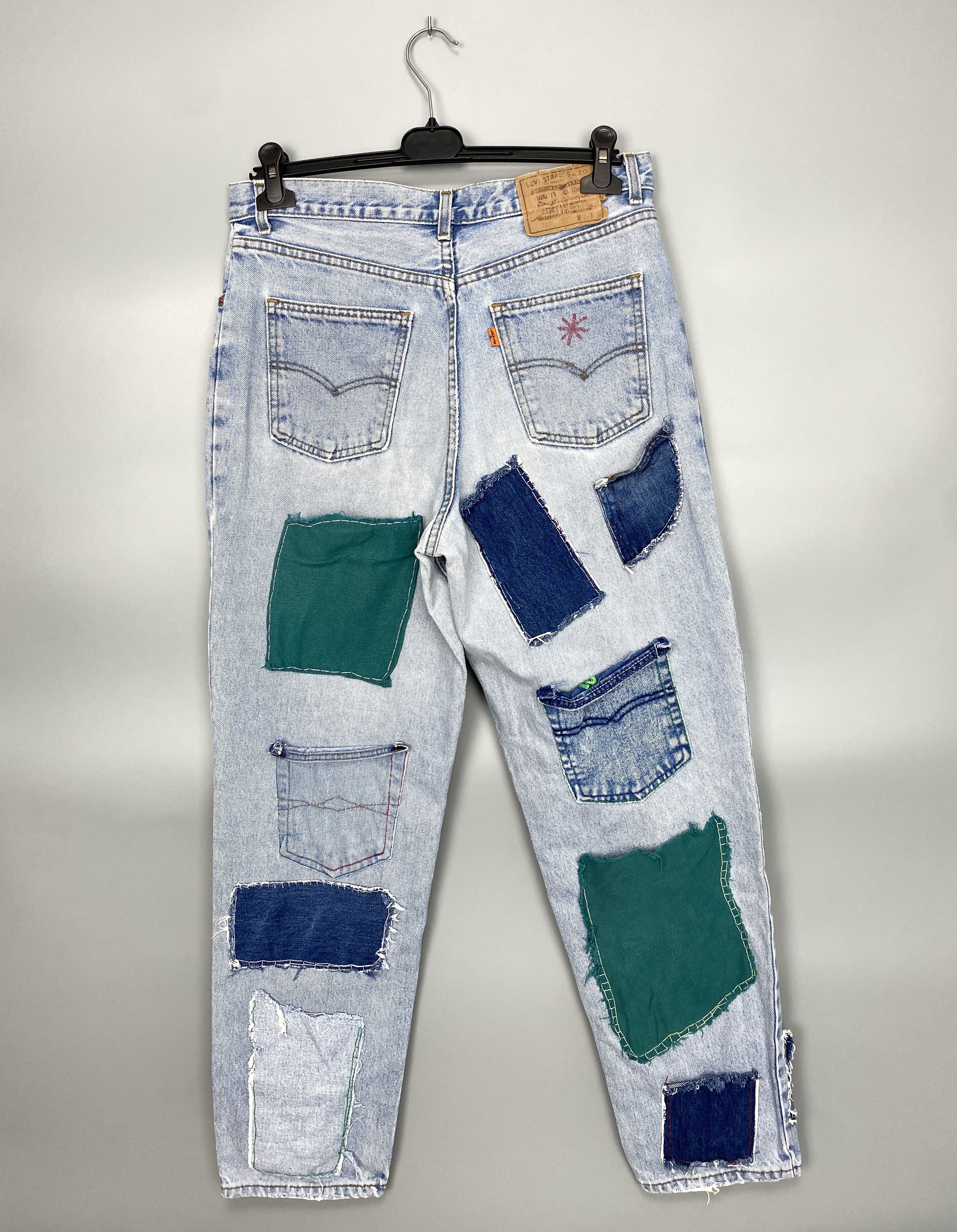 Levi's Vintage LEVIS 725 Patchwork Denim Jeans Orange Tab W34 L30 Size US 34 / EU 50 - 8 Thumbnail