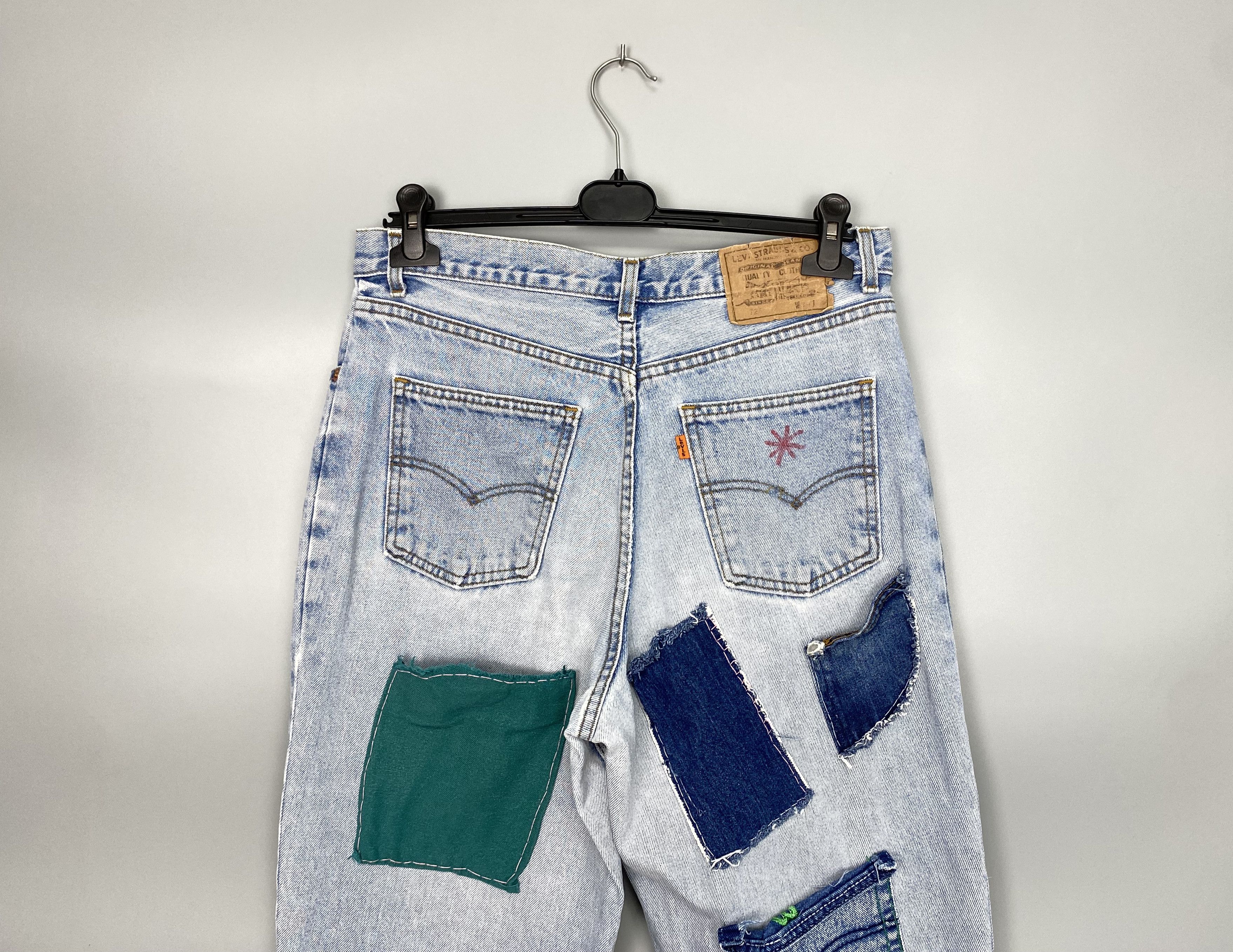 Levi's Vintage LEVIS 725 Patchwork Denim Jeans Orange Tab W34 L30 Size US 34 / EU 50 - 9 Thumbnail