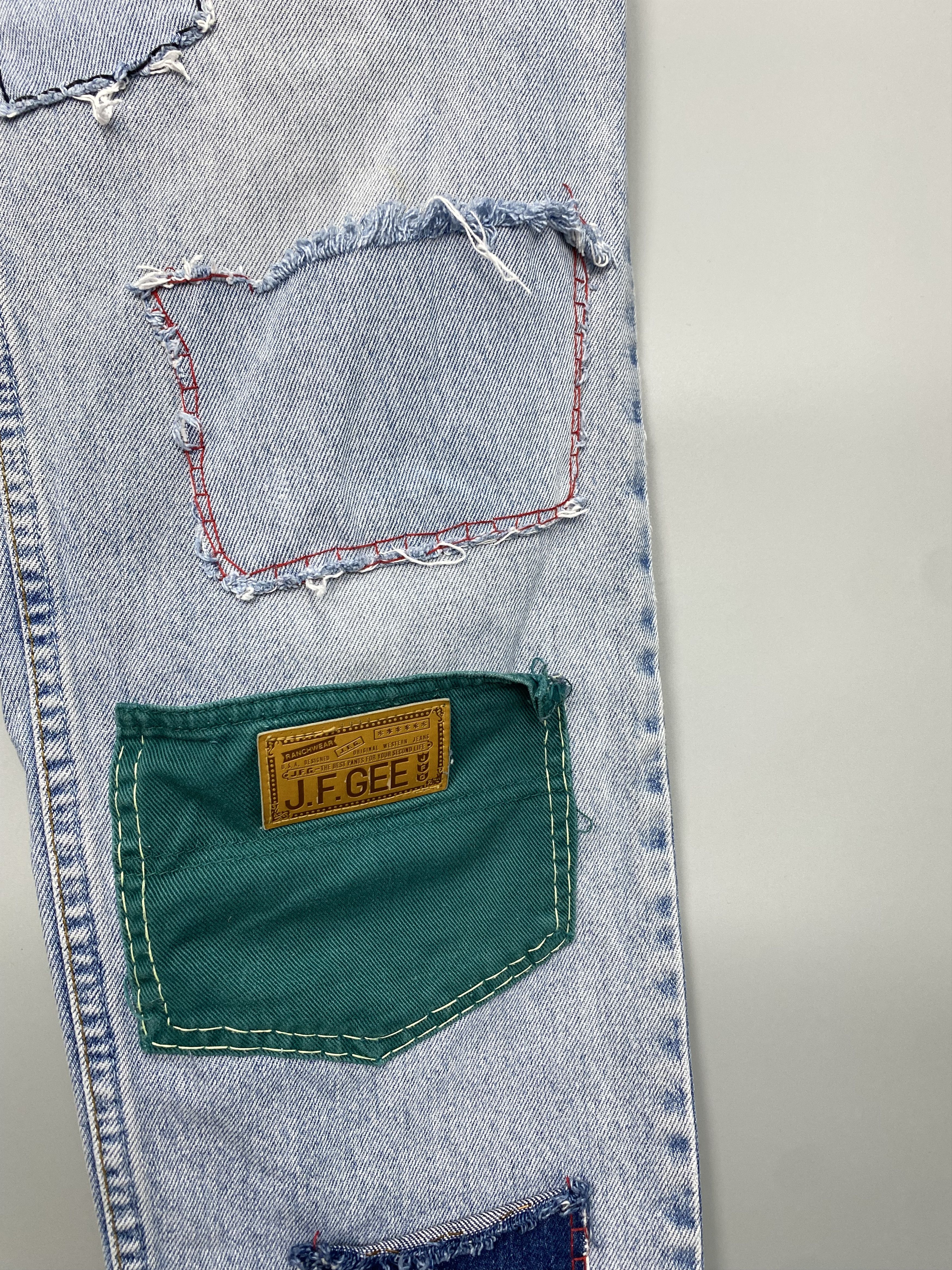Levi's Vintage LEVIS 725 Patchwork Denim Jeans Orange Tab W34 L30 Size US 34 / EU 50 - 7 Thumbnail