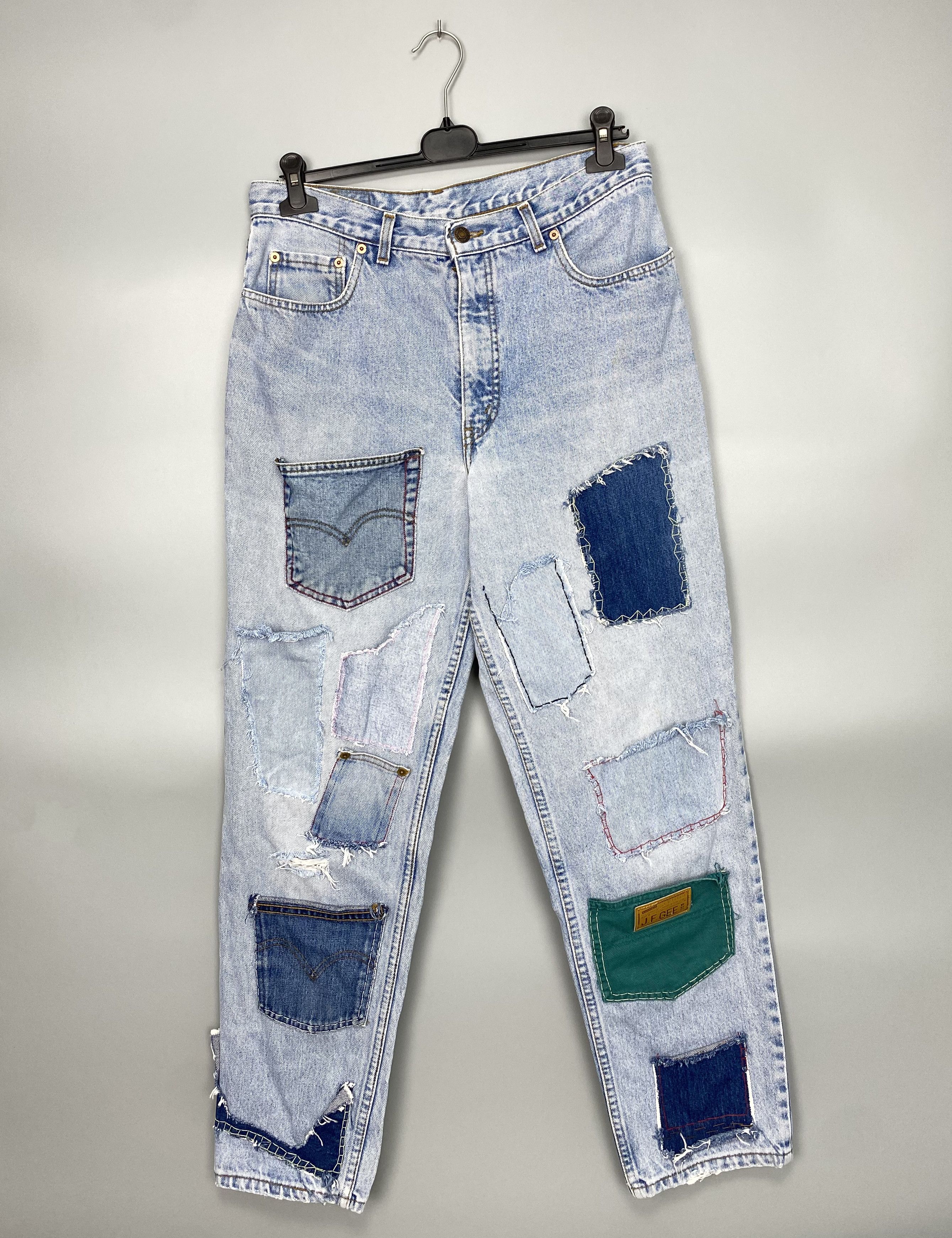 Levi's Vintage LEVIS 725 Patchwork Denim Jeans Orange Tab W34 L30 Size US 34 / EU 50 - 1 Thumbnail