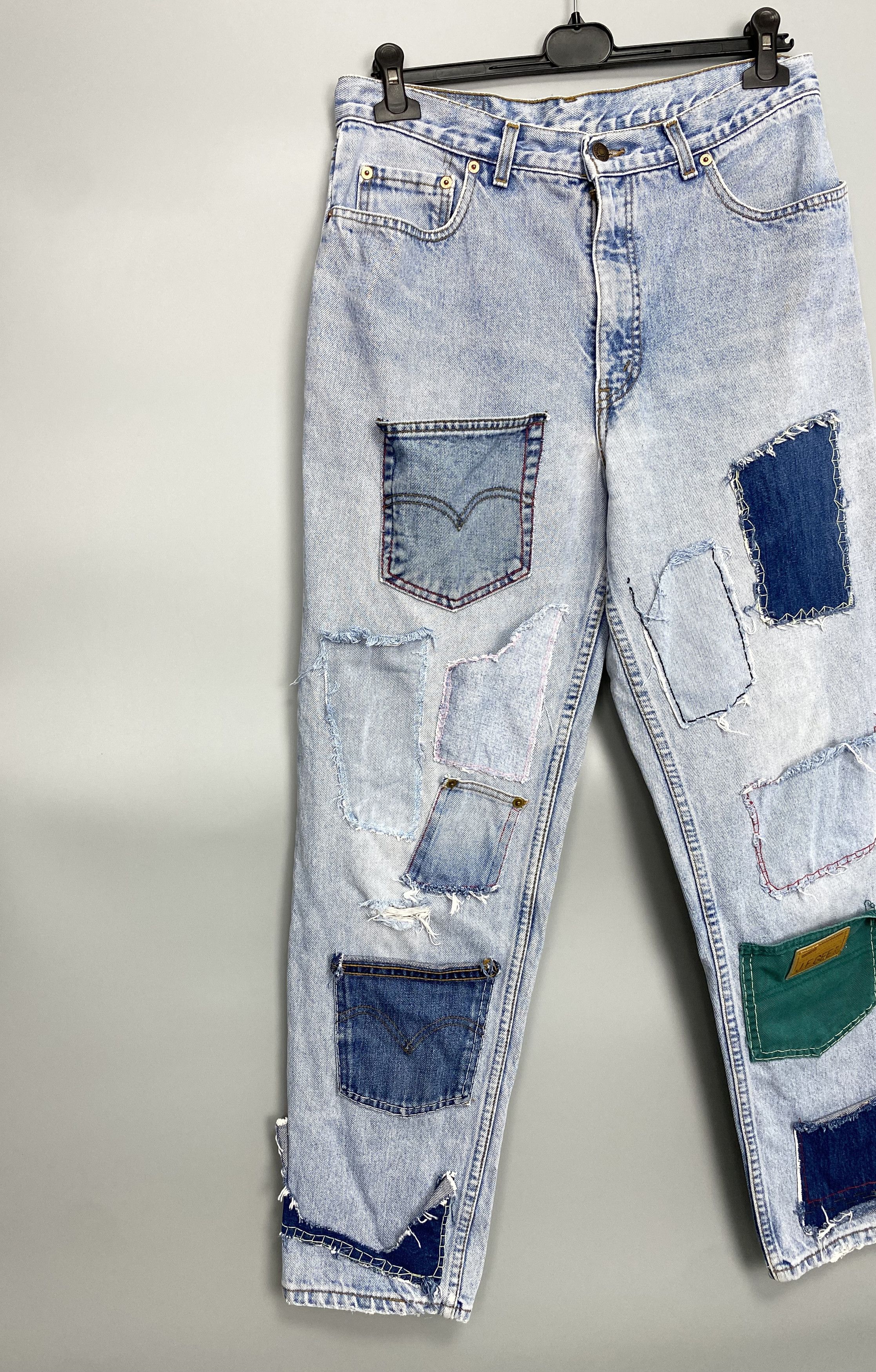 Levi's Vintage LEVIS 725 Patchwork Denim Jeans Orange Tab W34 L30 Size US 34 / EU 50 - 2 Thumbnail