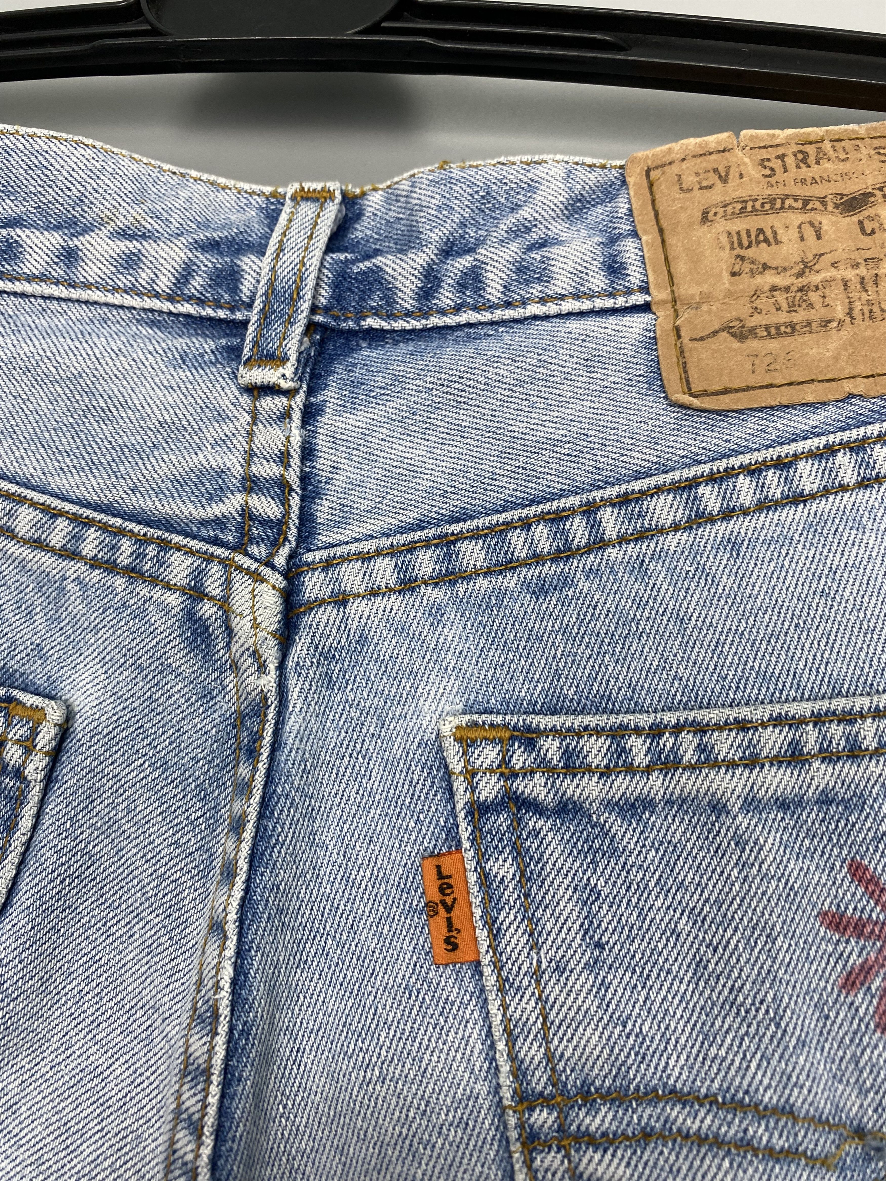 Levi's Vintage LEVIS 725 Patchwork Denim Jeans Orange Tab W34 L30 Size US 34 / EU 50 - 10 Thumbnail