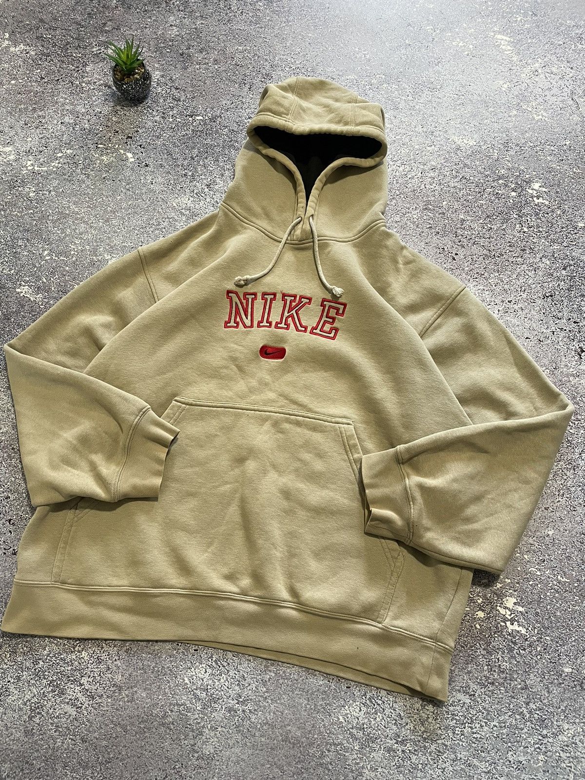 Nike × Streetwear × Vintage Vintage Nike Hoodie Baggy Cream Embroidered — free download