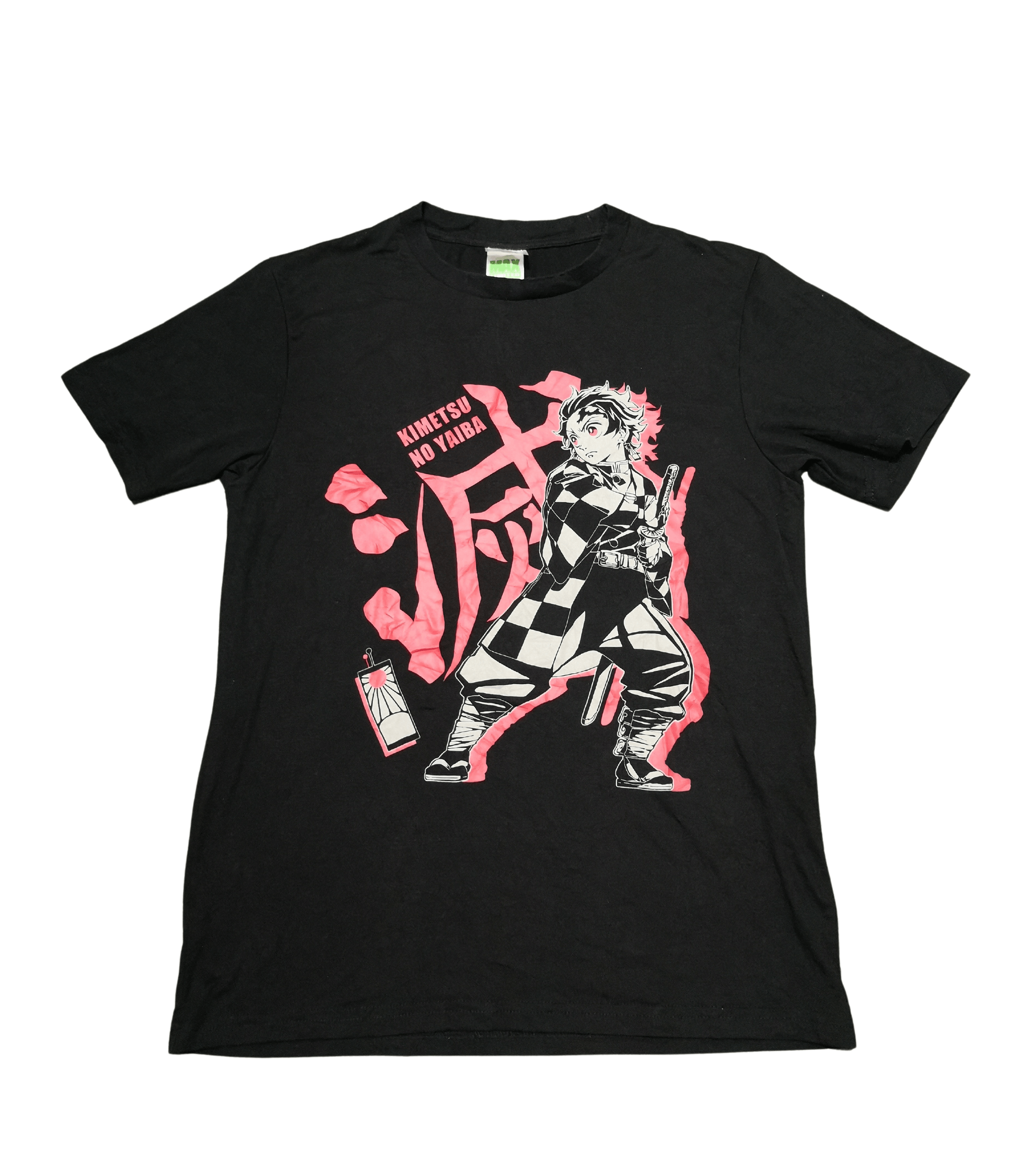 Image of Anima Official Demon Slayer Anime Tanjiro Black Mens T-Shirt (Size Small)