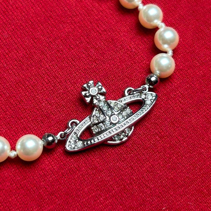 Vivienne Westwood Vivienne Westwood Mini Bas Relief Pearl Choker Silver Orb Grailed