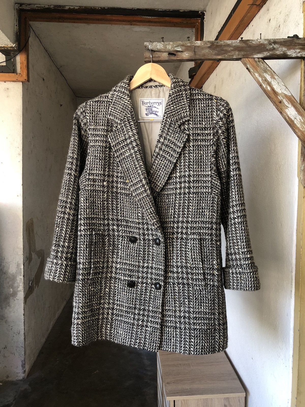 Burberry Legit❗️Vintage Burberry Checked Tweed Wool Jacket Size US L / EU 52-54 / 3 - 1 Thumbnail