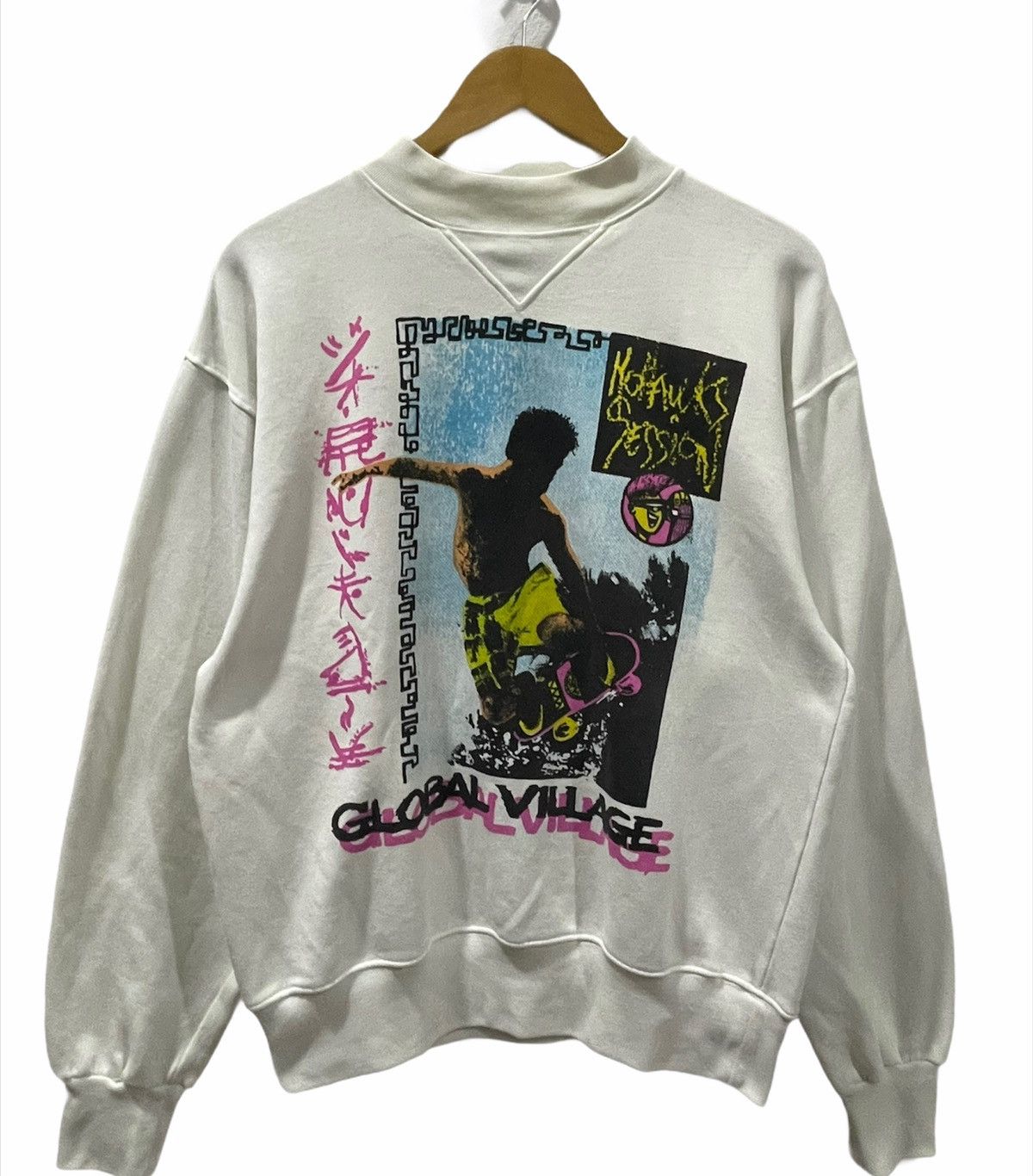 Keith Haring 🔥Rare Vintage POP-SHOP Art Skateboard Double V Sweatshirt Size US L / EU 52-54 / 3 - 1 Thumbnail