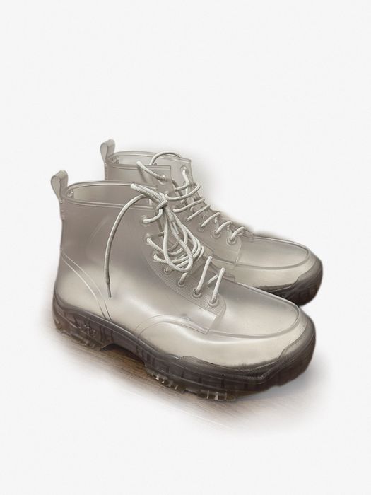 dior transparent high top rubber boots