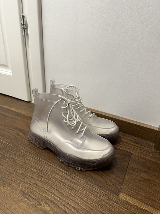 dior transparent high top rubber boots