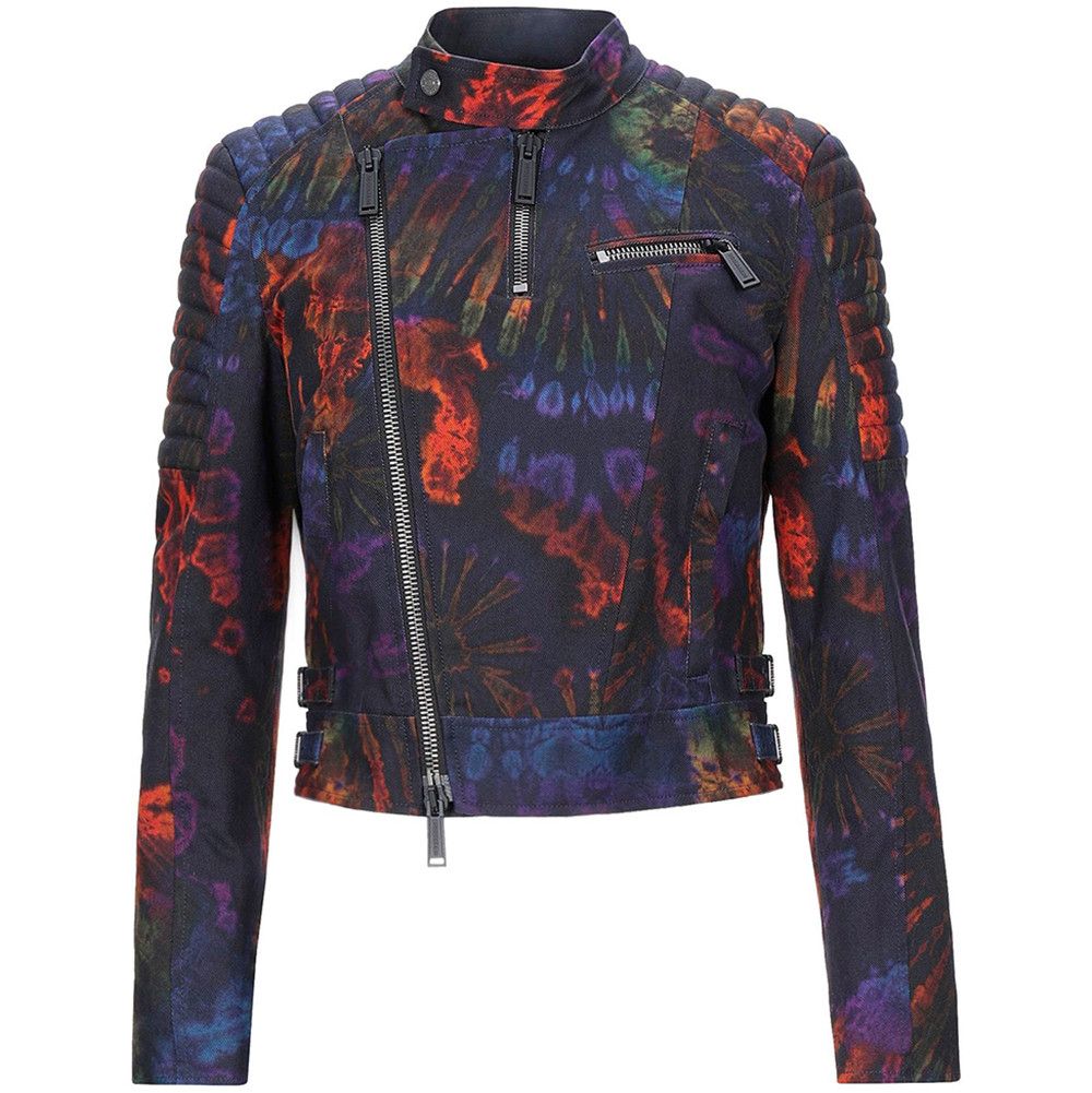 image of Dsquared2 Tie Dye Denim Biker Jean Jacket, Women's (Size Medium)