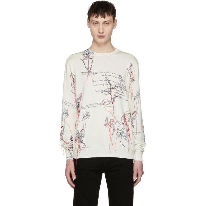 Alexander McQueen Alexander McQueen White Explorer Thread Sweater Size US M / EU 48-50 / 2 - 1 Thumbnail