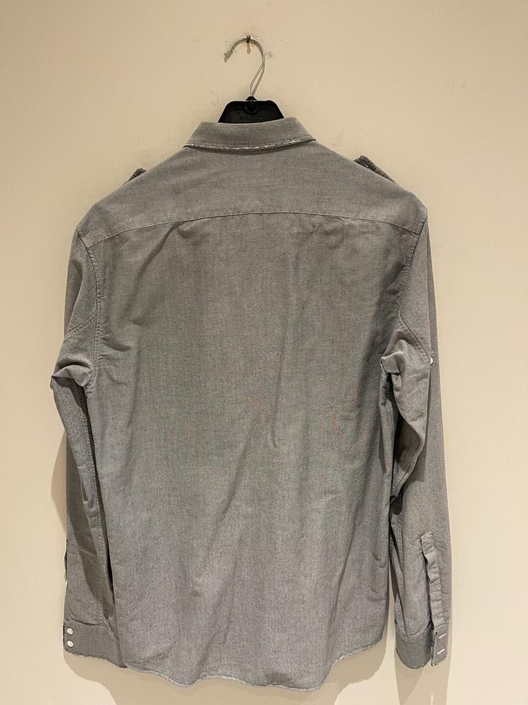 Balmain Blue Distressed Military Shirt