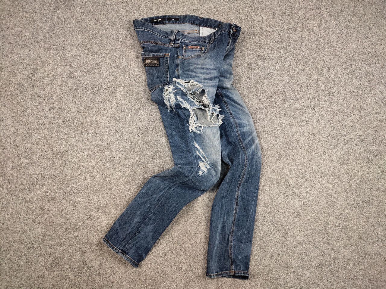 Just Cavalli Just Cavalli Exclusive Designer Distressed Blue Denim Jeans Size US 34 / EU 50 - 17 Thumbnail
