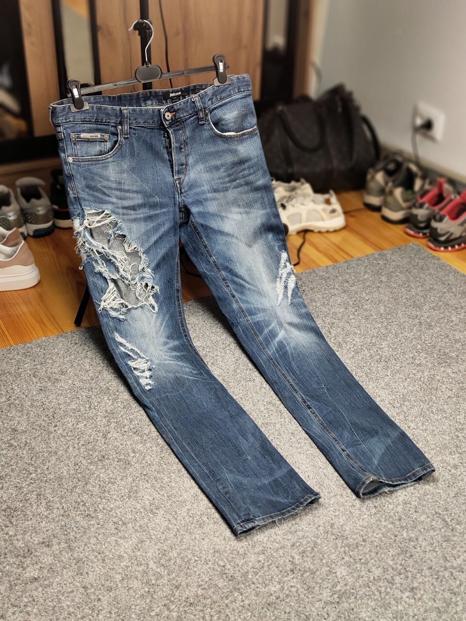 Just Cavalli Just Cavalli Exclusive Designer Distressed Blue Denim Jeans Size US 34 / EU 50 - 21 Thumbnail