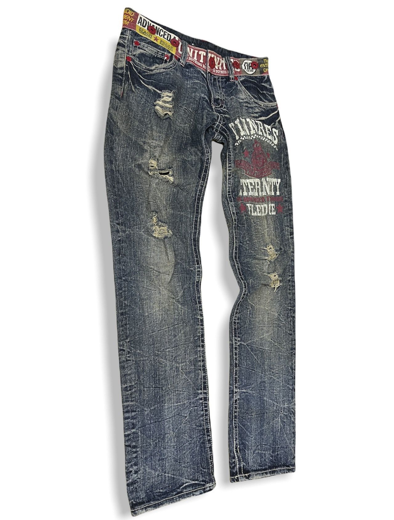 Japanese Brand CUSTOM DISTRESSED JAPAN DENIM JEANS PUNK STYLE Size US 32 / EU 48 - 6 Thumbnail