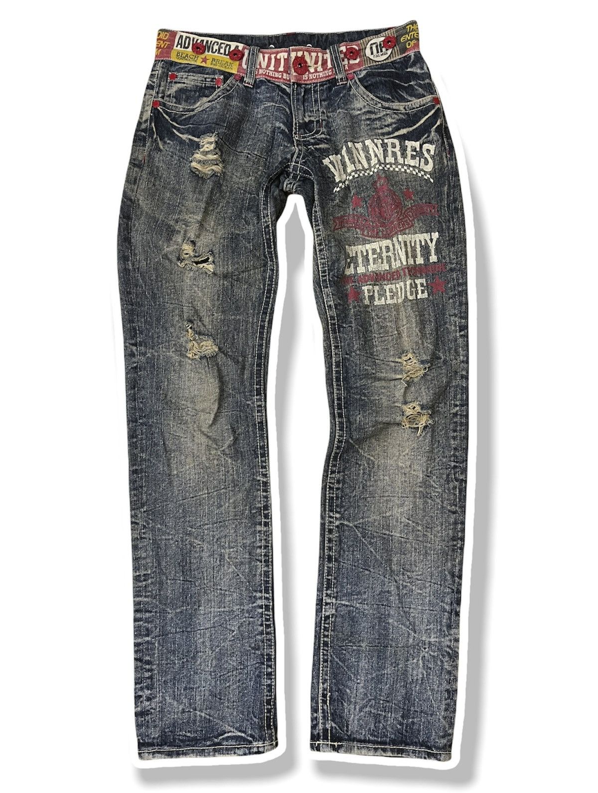 Japanese Brand CUSTOM DISTRESSED JAPAN DENIM JEANS PUNK STYLE Size US 32 / EU 48 - 13 Thumbnail