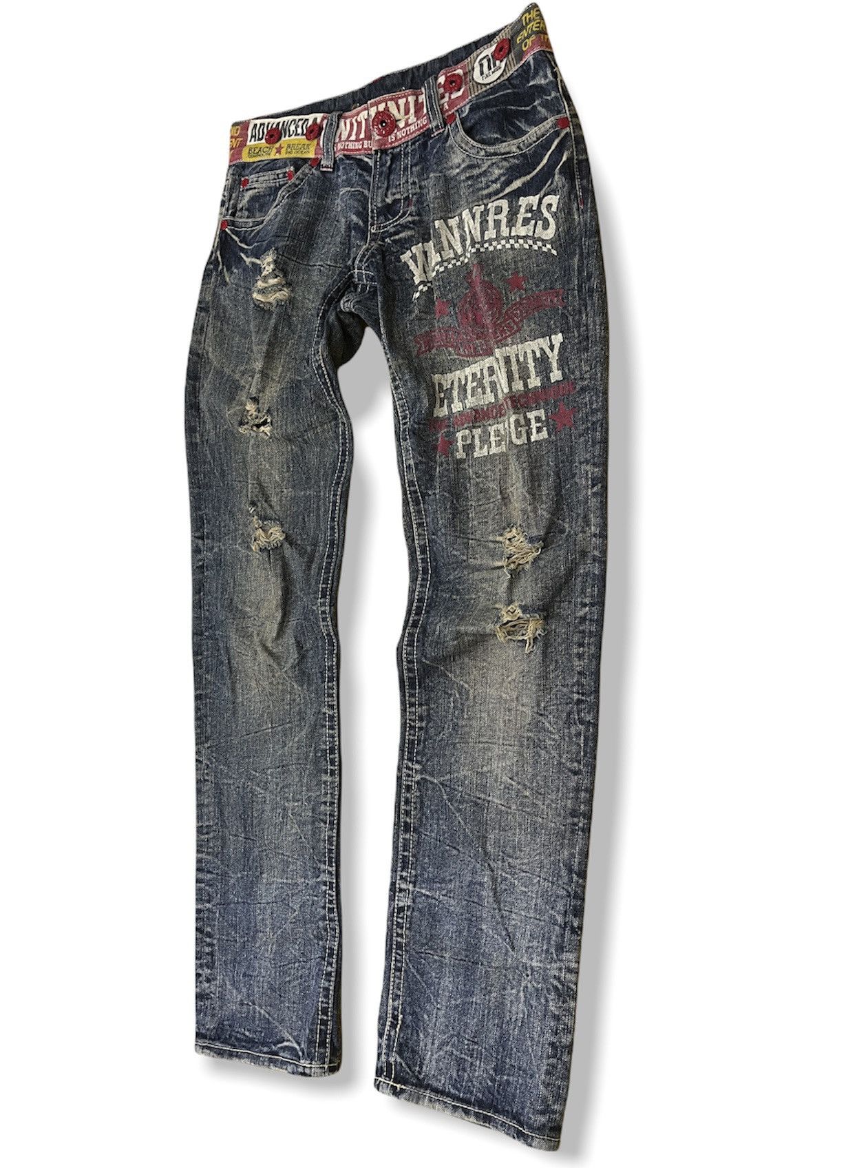 Japanese Brand CUSTOM DISTRESSED JAPAN DENIM JEANS PUNK STYLE Size US 32 / EU 48 - 7 Thumbnail