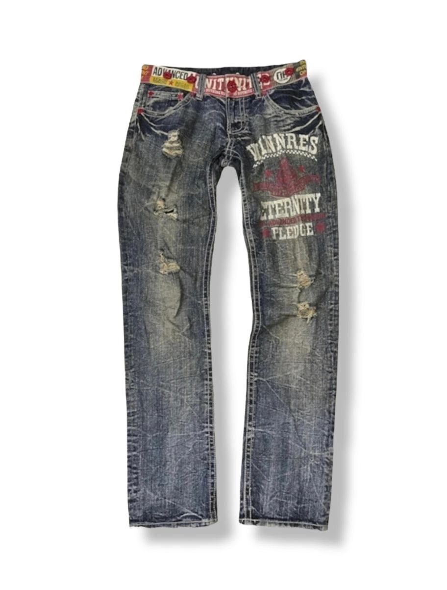 Japanese Brand CUSTOM DISTRESSED JAPAN DENIM JEANS PUNK STYLE Size US 32 / EU 48 - 1 Thumbnail