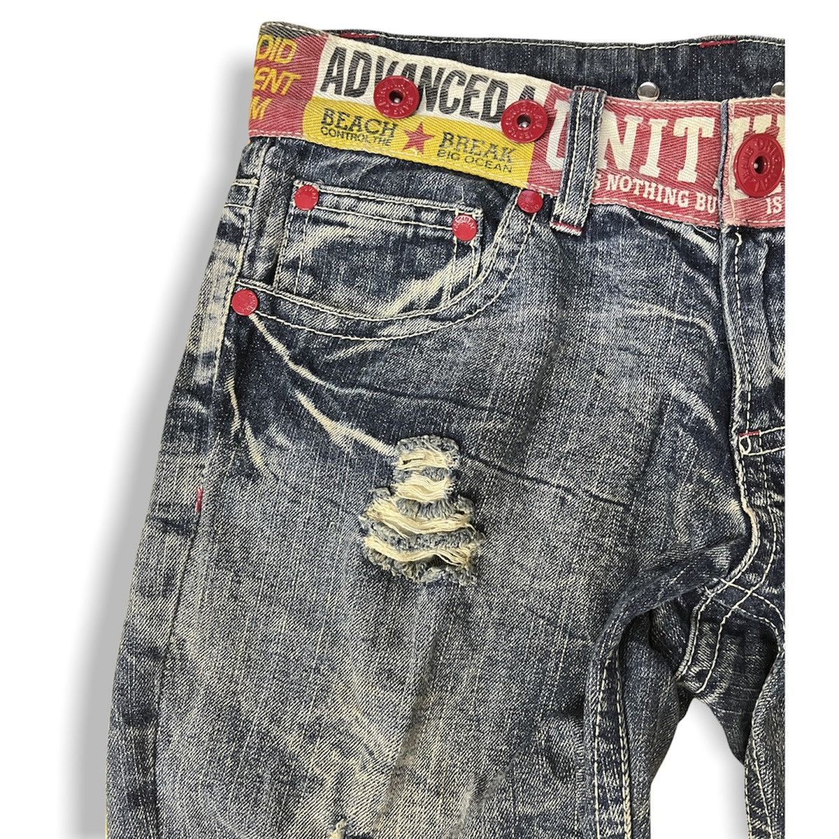 Japanese Brand CUSTOM DISTRESSED JAPAN DENIM JEANS PUNK STYLE Size US 32 / EU 48 - 10 Thumbnail