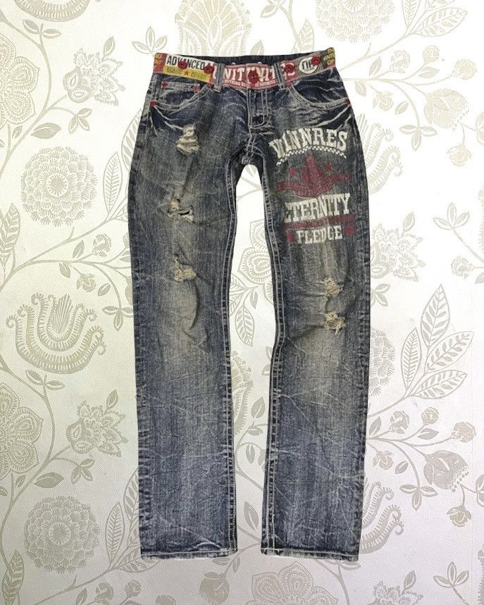 Japanese Brand CUSTOM DISTRESSED JAPAN DENIM JEANS PUNK STYLE Size US 32 / EU 48 - 15 Thumbnail