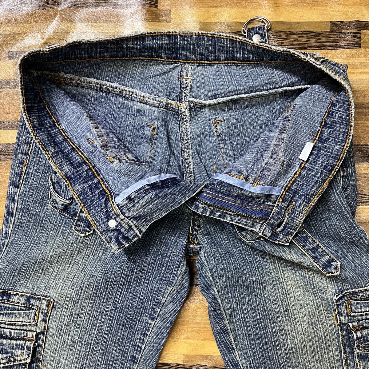Indigo × Japanese Brand Flare Seditionaries Denim 6 Pockets Cargo Flares Size US 27 - 9 Thumbnail