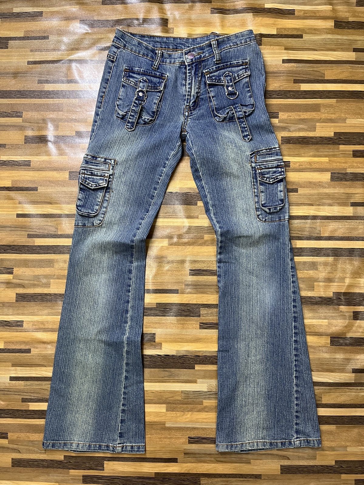 Indigo × Japanese Brand Flare Seditionaries Denim 6 Pockets Cargo Flares Size US 27 - 17 Thumbnail