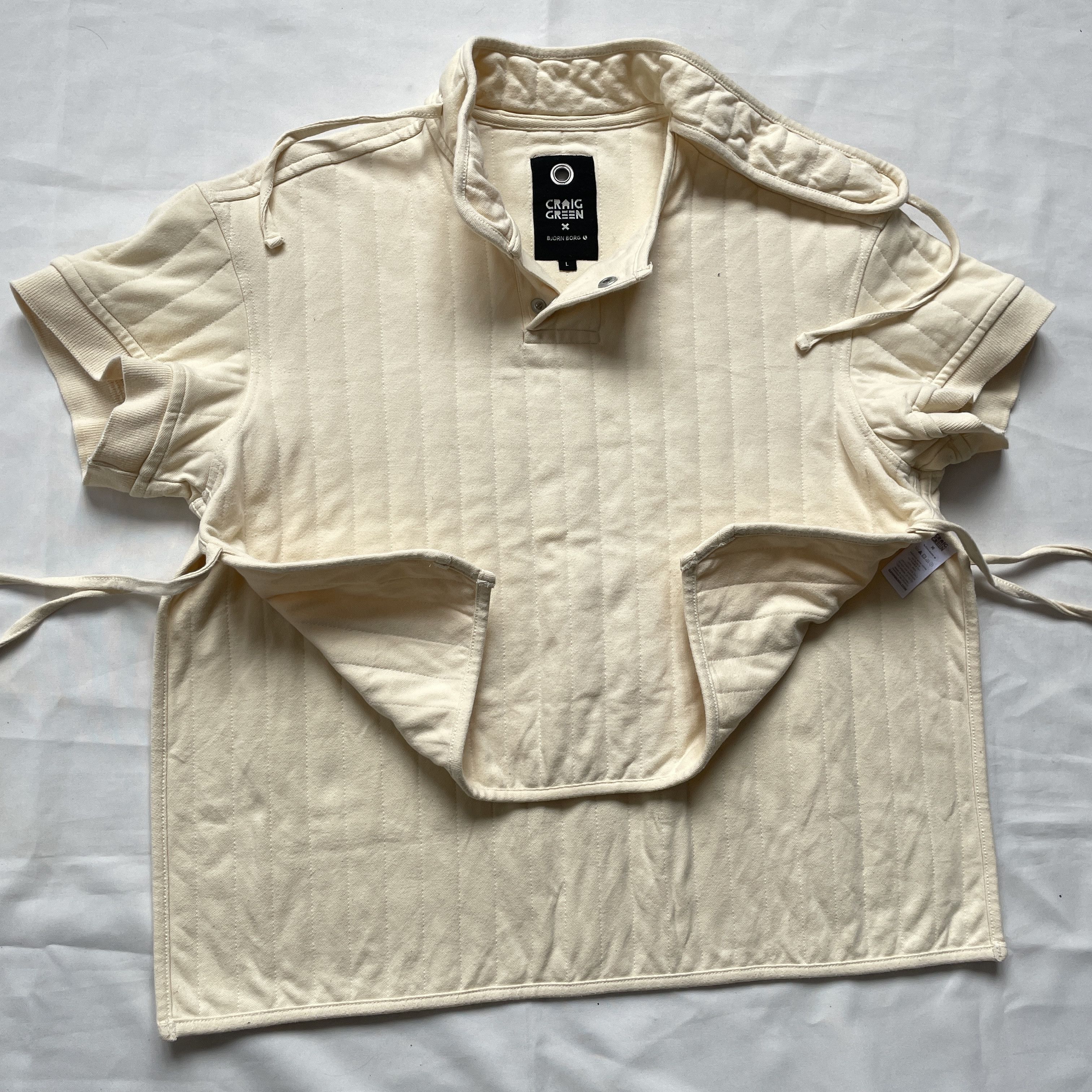 Craig Green Craig Green X Björn Borg Womens Cream Quilted Polo Shirt Size L / US 10 / IT 46 - 5 Thumbnail