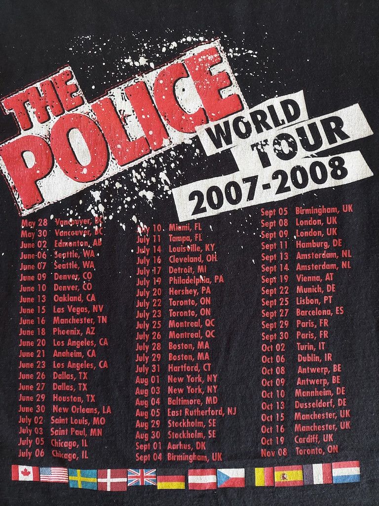 Band Tees VINTAGE THE POLICE TSHIRT WORLD CONCERT TOUR 2007 - 2008 Size US M / EU 48-50 / 2 - 6 Thumbnail