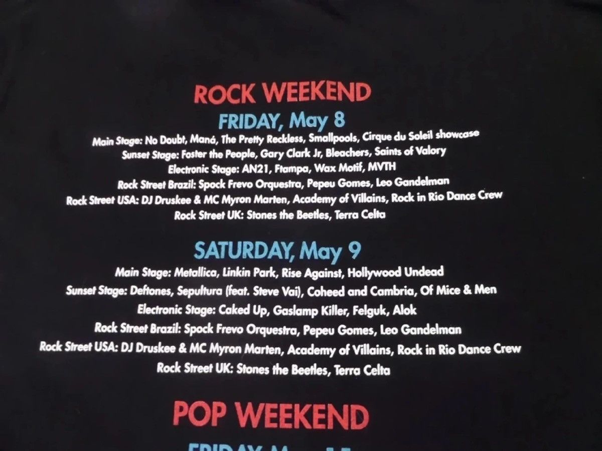 Band Tees Rock in rio music festival tshirt tour tshirt streetwear Size US L / EU 52-54 / 3 - 8 Thumbnail