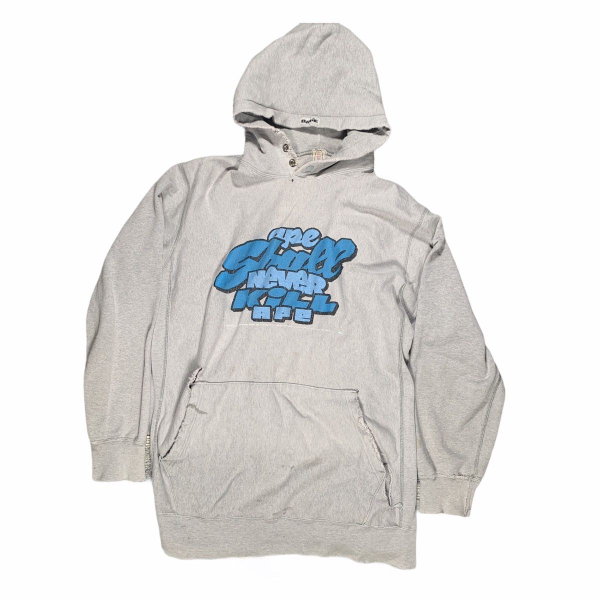 image of Bape x Vintage Asnka Pullover Hoodie in Grey, Men's (Size XL)