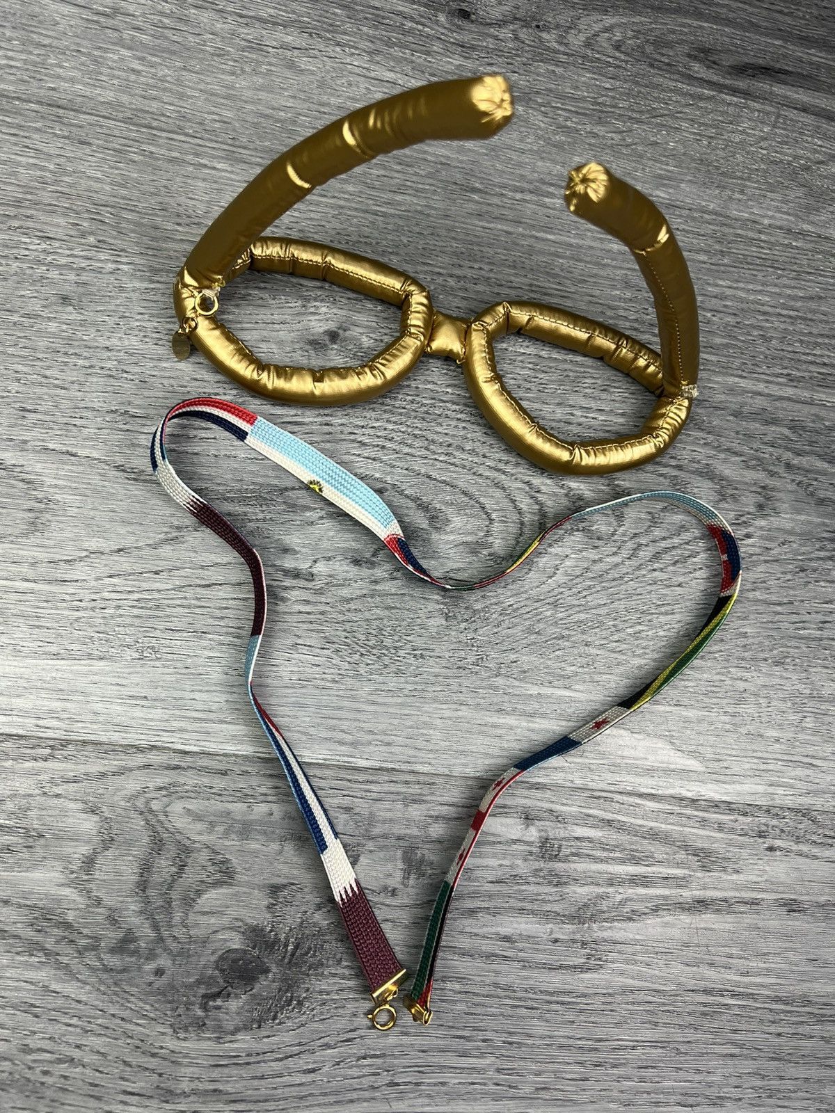Mercibeaucoup Oversized Puffer Glasses Flag Necklace