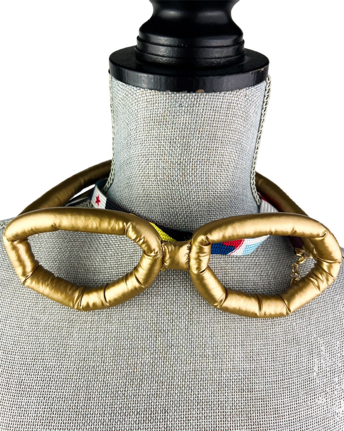 Mercibeaucoup Oversized Puffer Glasses Flag Necklace