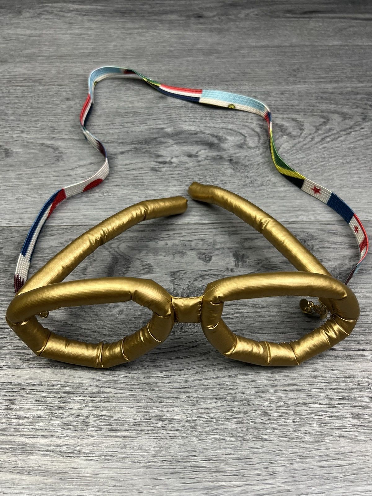 Mercibeaucoup Oversized Puffer Glasses Flag Necklace