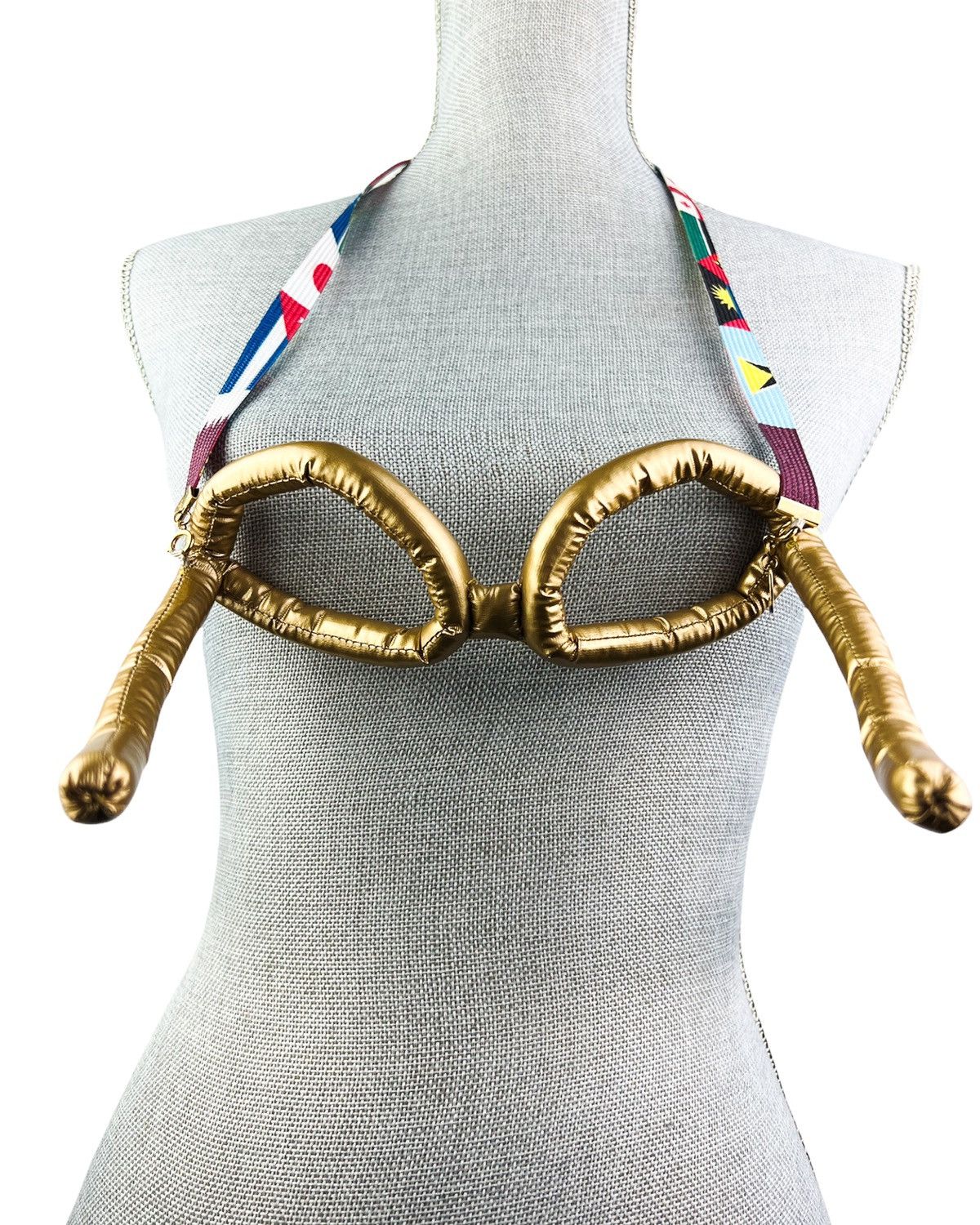 Mercibeaucoup Oversized Puffer Glasses Flag Necklace