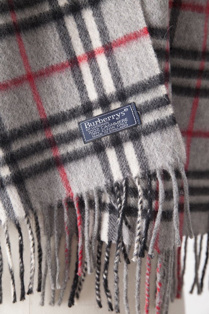 Burberry Grey cashmere tartan scarf Size ONE SIZE - 4 Thumbnail