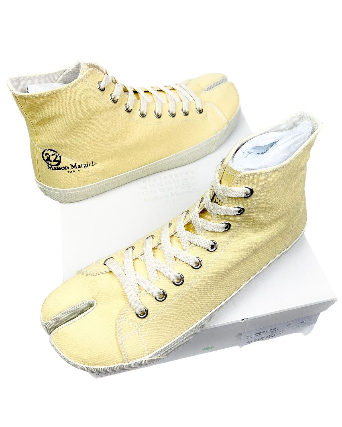Maison Margiela Yellow Canvas High-Top Tabi Sneakers