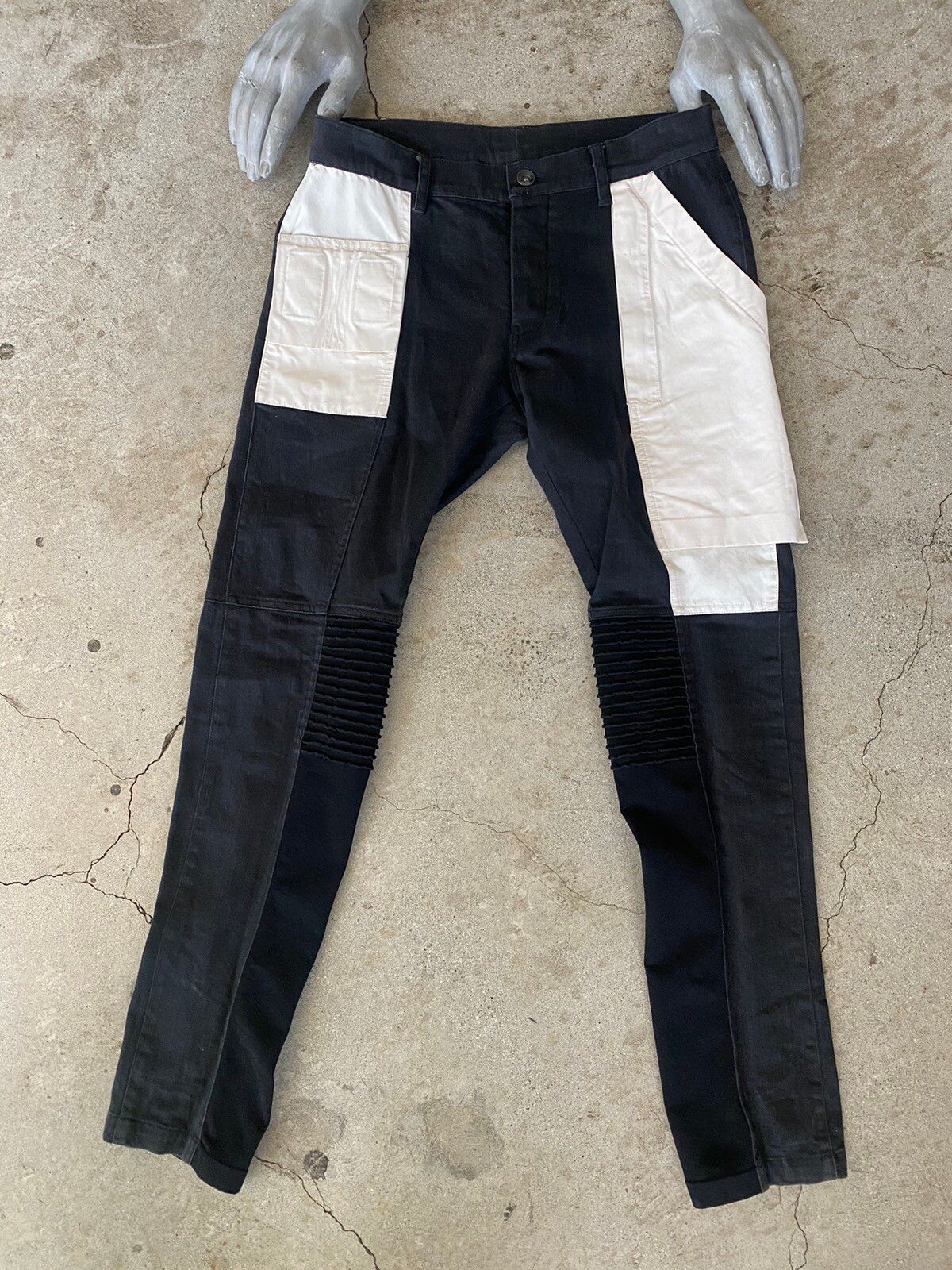 Rick Owens ARCHIVE RICK OWENS DENIM AND STRETCH PANELED FITTED PANTS |  Grailed