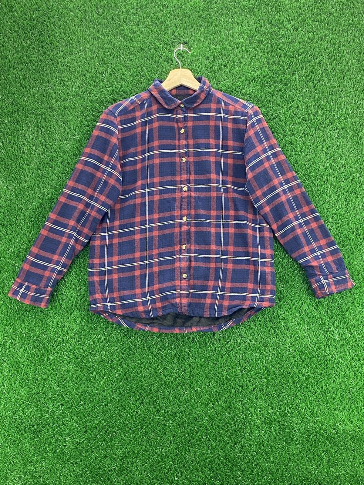‼️OFFER‼️Vintage Flannel Fleece Checkered Single Pocket