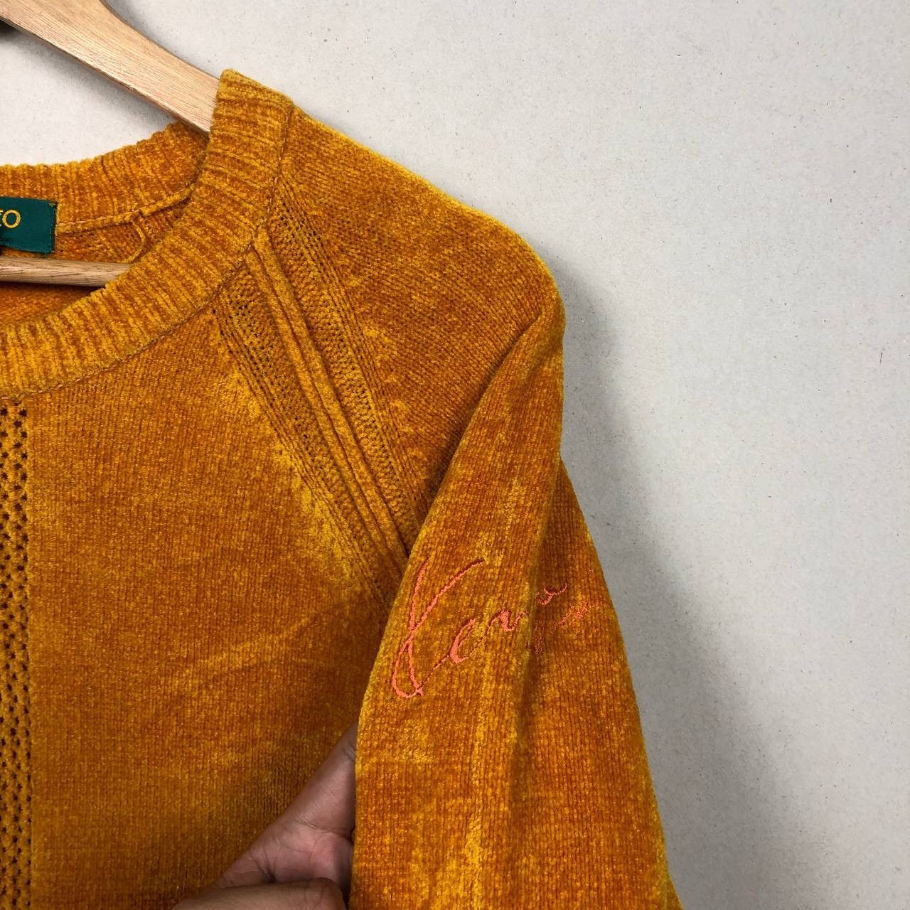 Designer × Kenzo Kenzo Golf Vintage 90s Wool Velvet Gold Sweater Sweatshirt Size US M / EU 48-50 / 2 - 7 Thumbnail