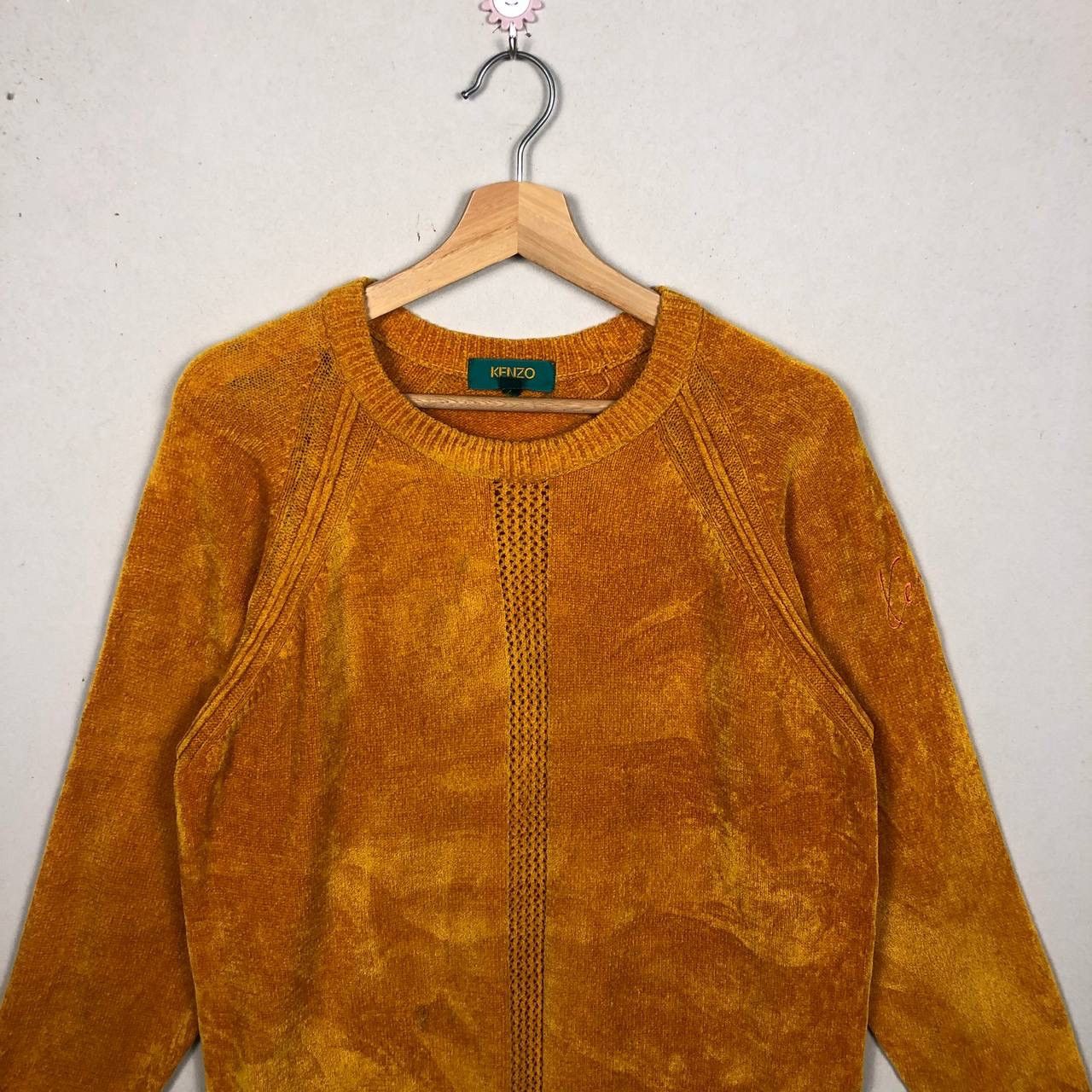 Designer × Kenzo Kenzo Golf Vintage 90s Wool Velvet Gold Sweater Sweatshirt Size US M / EU 48-50 / 2 - 3 Thumbnail