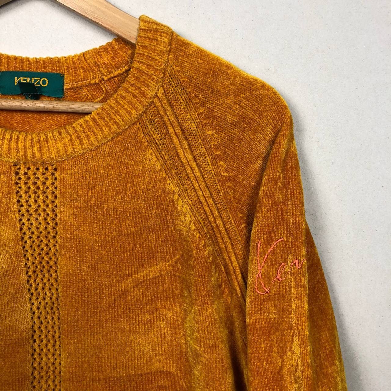 Designer × Kenzo Kenzo Golf Vintage 90s Wool Velvet Gold Sweater Sweatshirt Size US M / EU 48-50 / 2 - 6 Thumbnail