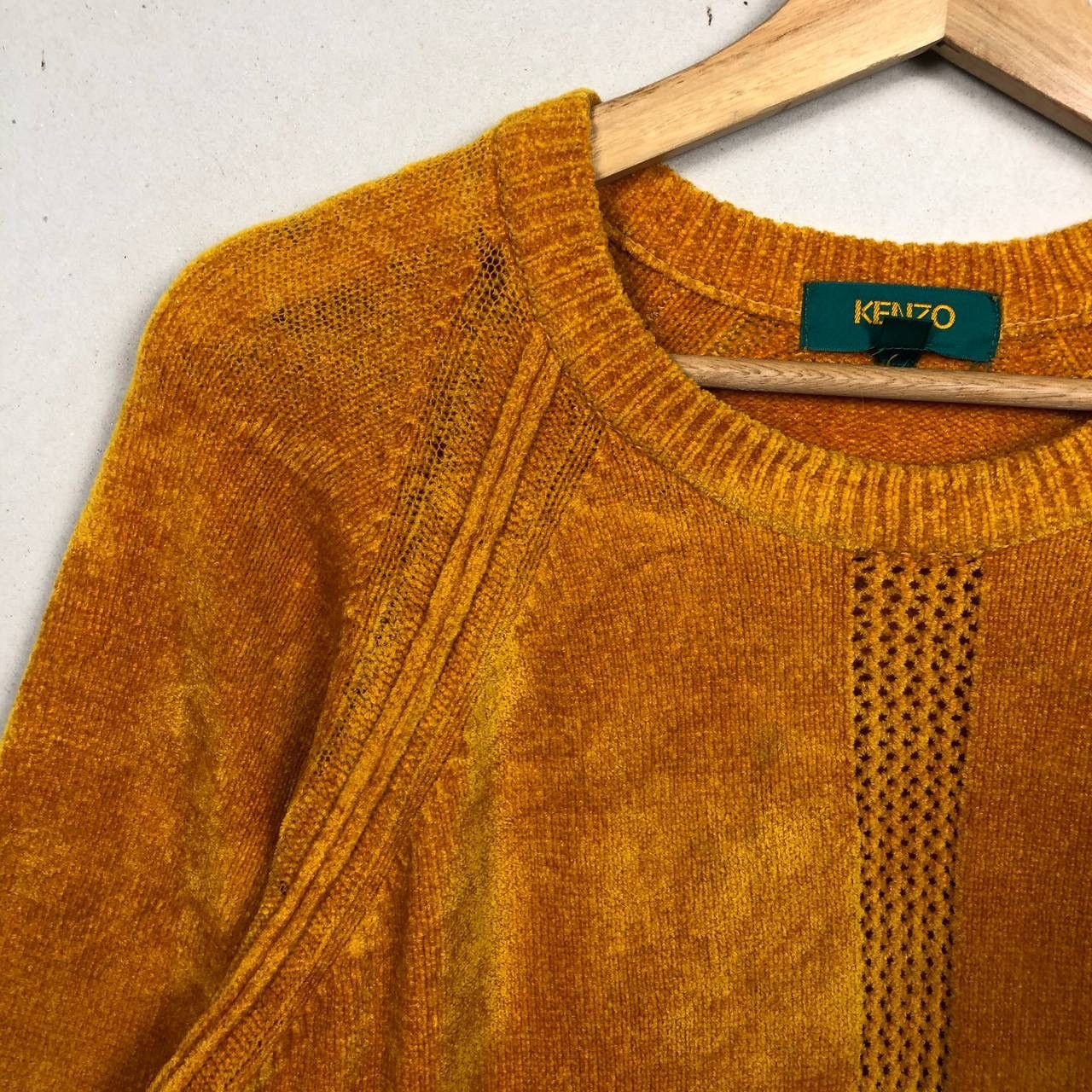 Designer × Kenzo Kenzo Golf Vintage 90s Wool Velvet Gold Sweater Sweatshirt Size US M / EU 48-50 / 2 - 5 Thumbnail