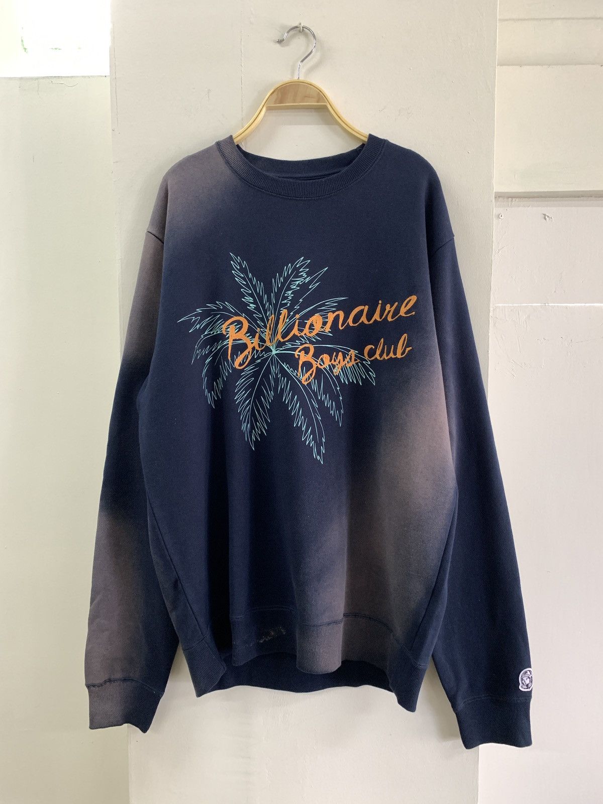 image of Billionaire Boys Club Bleached Topia Crewneck in Navy, Men's (Size Large)