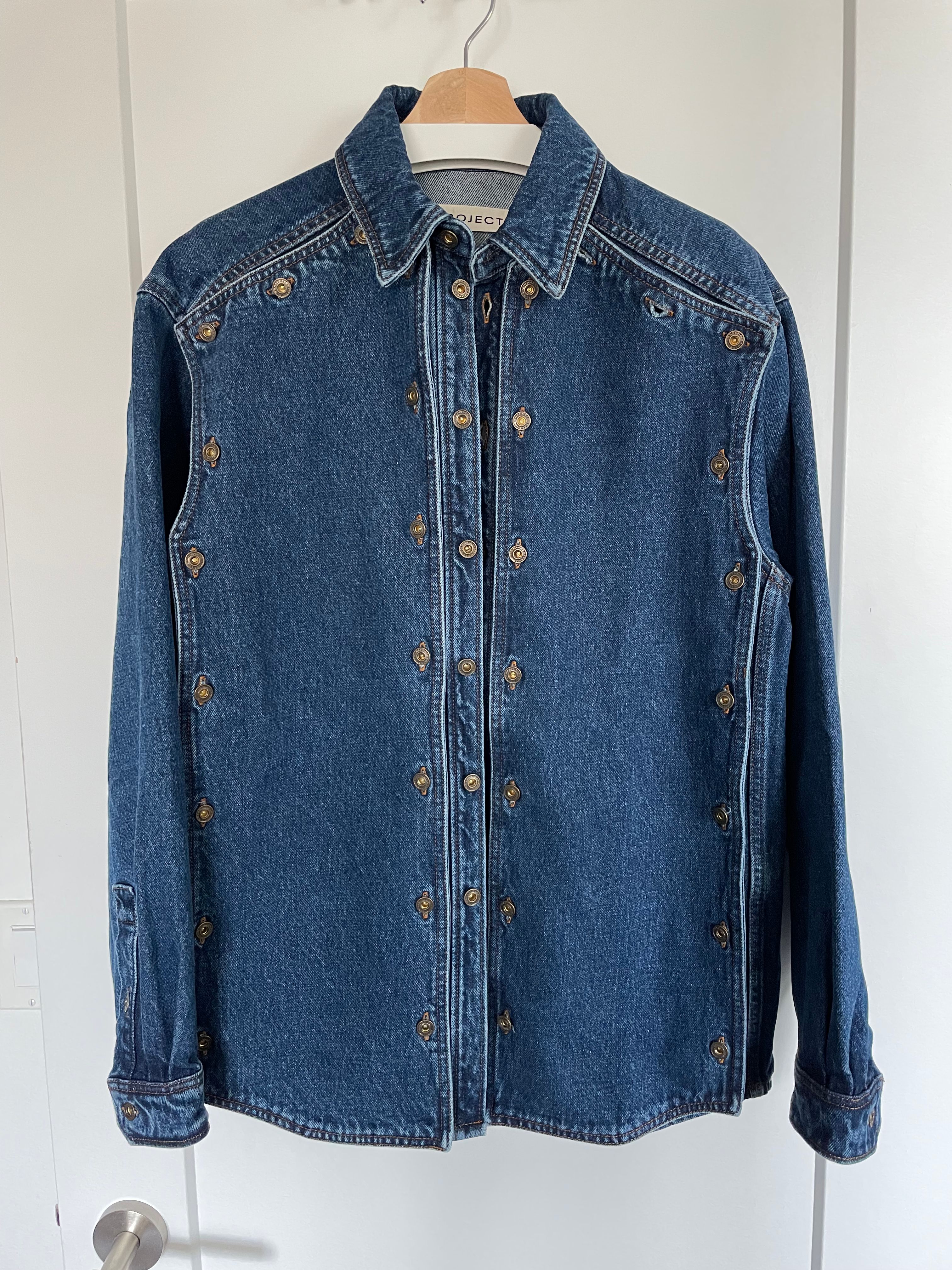 Pre-owned Yproject Button Panel Denim Shirt In Navy