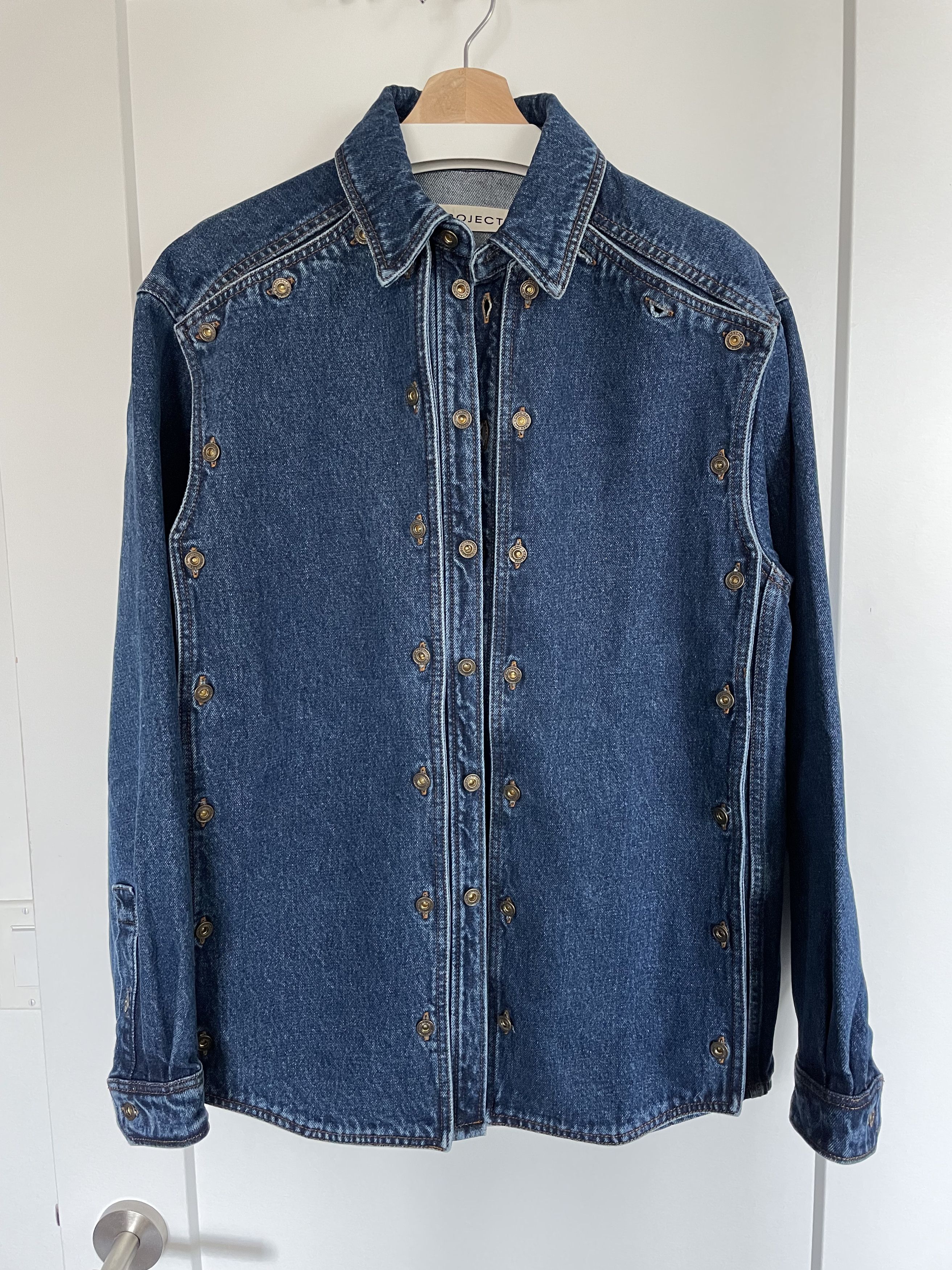 image of Yproject Button Panel Denim Shirt in Navy, Men's (Size Small)