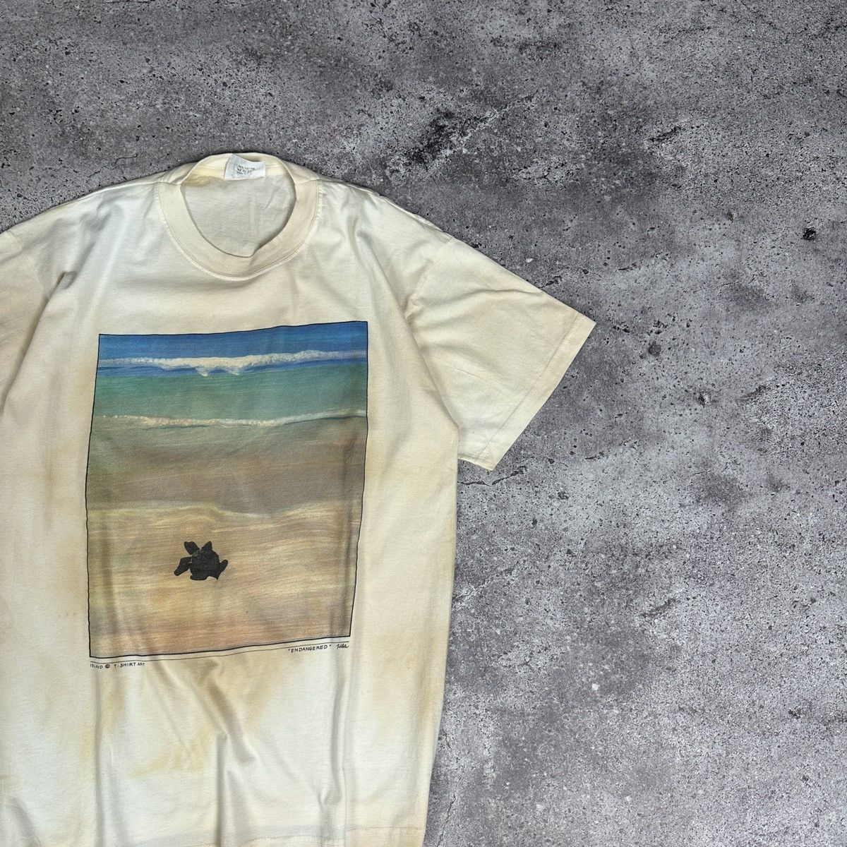 Vintage Vintage 90s Turtle Island Art Endangered graphic tee tie dye Size US M / EU 48-50 / 2 - 2 Thumbnail