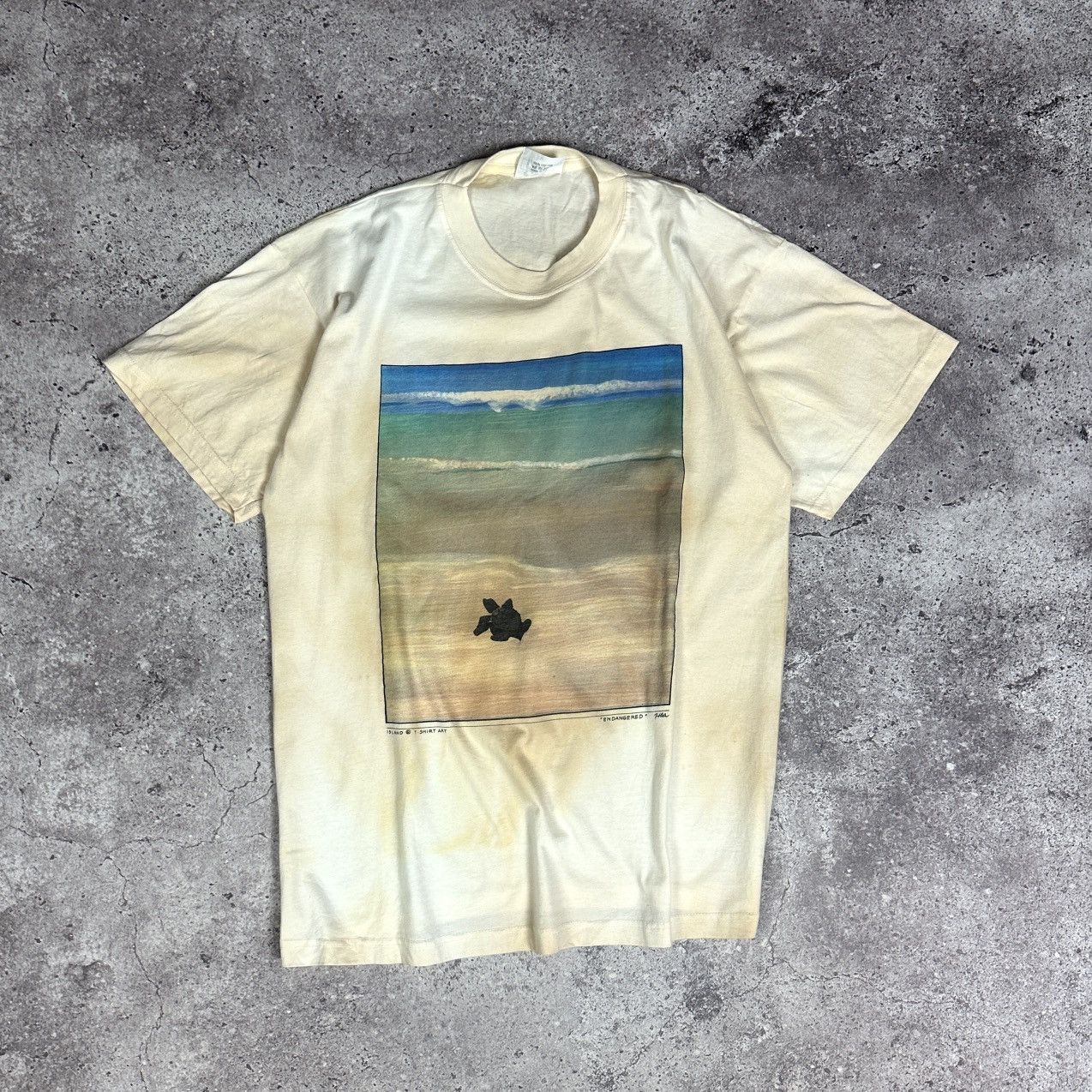 Vintage Vintage 90s Turtle Island Art Endangered graphic tee tie dye Size US M / EU 48-50 / 2 - 1 Thumbnail
