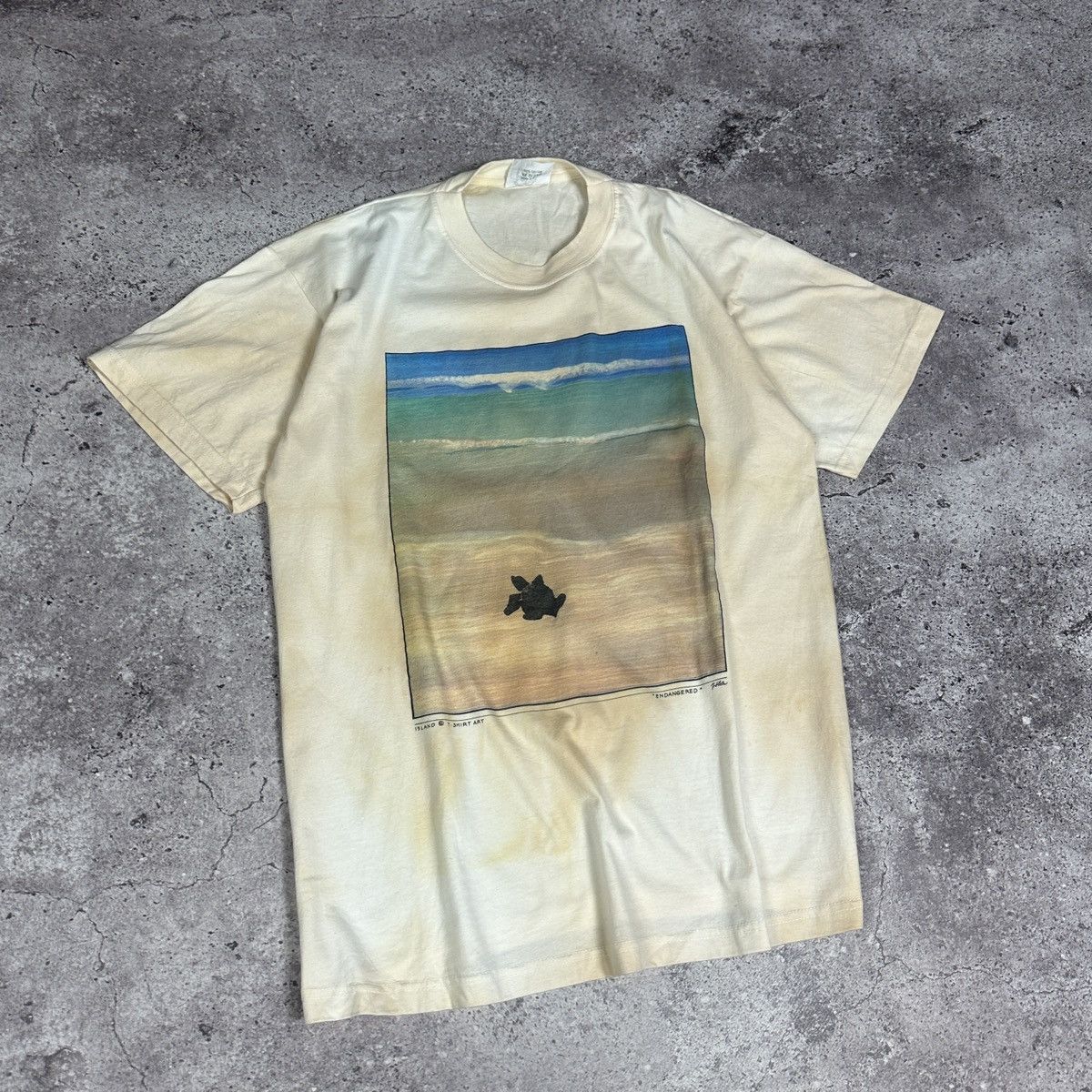 Vintage Vintage 90s Turtle Island Art Endangered graphic tee tie dye Size US M / EU 48-50 / 2 - 3 Thumbnail