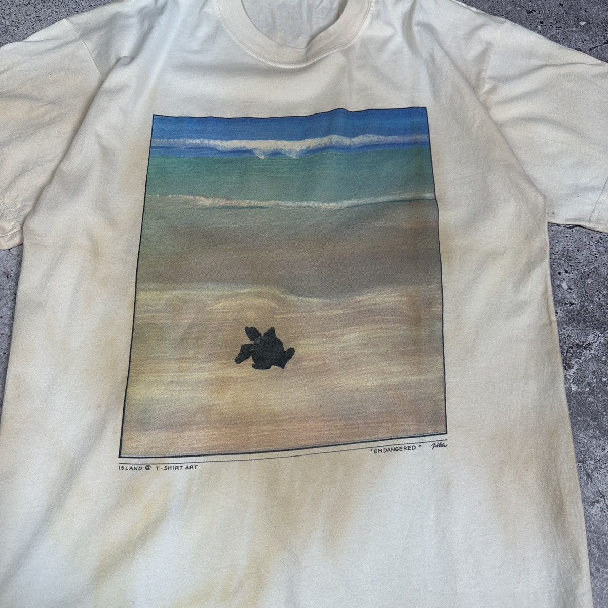 Vintage Vintage 90s Turtle Island Art Endangered graphic tee tie dye Size US M / EU 48-50 / 2 - 6 Thumbnail