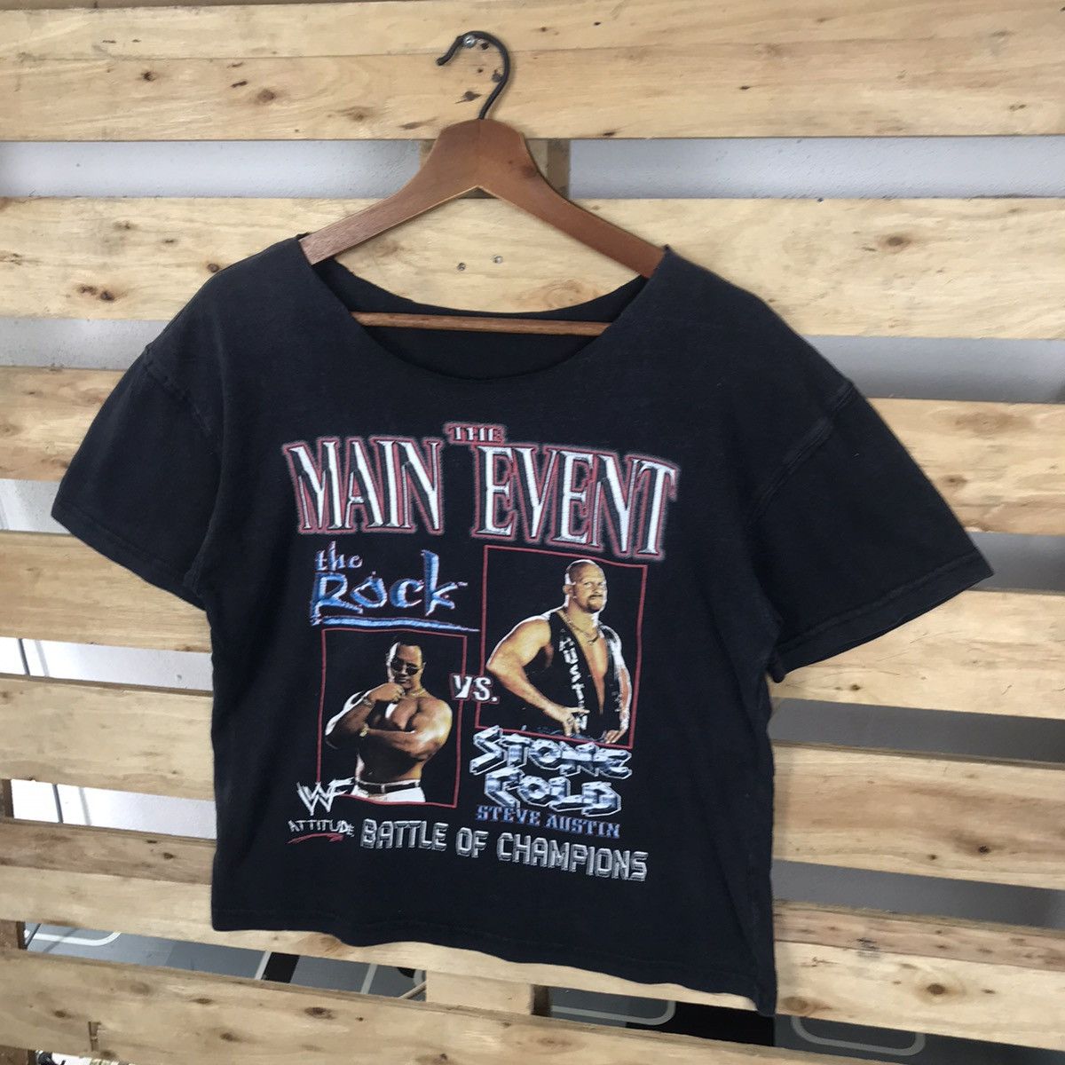 Vintage × WWE × WWF Vintage WWF Wrestling The Rock X Stone Cold Croptop T-Shirt Size M / US 6-8 / IT 42-44 - 3 Thumbnail
